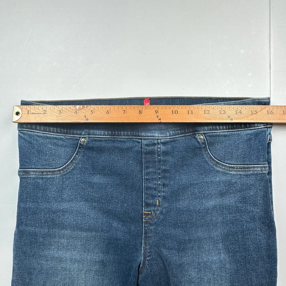 Spanx Jeans Womens Extra Large Blue Pullon Stretch Skinny Ankle Raw Hem Slimming - Picture 10 of 14